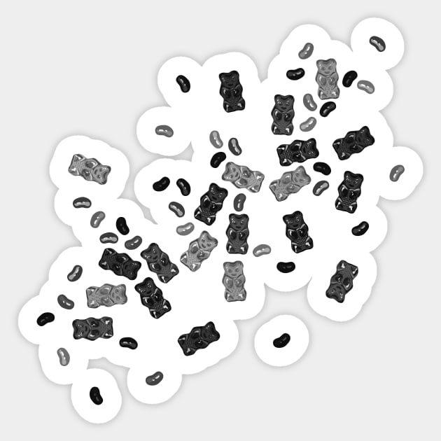 Black and White Gummy Bears Explosion Sticker by XOOXOO